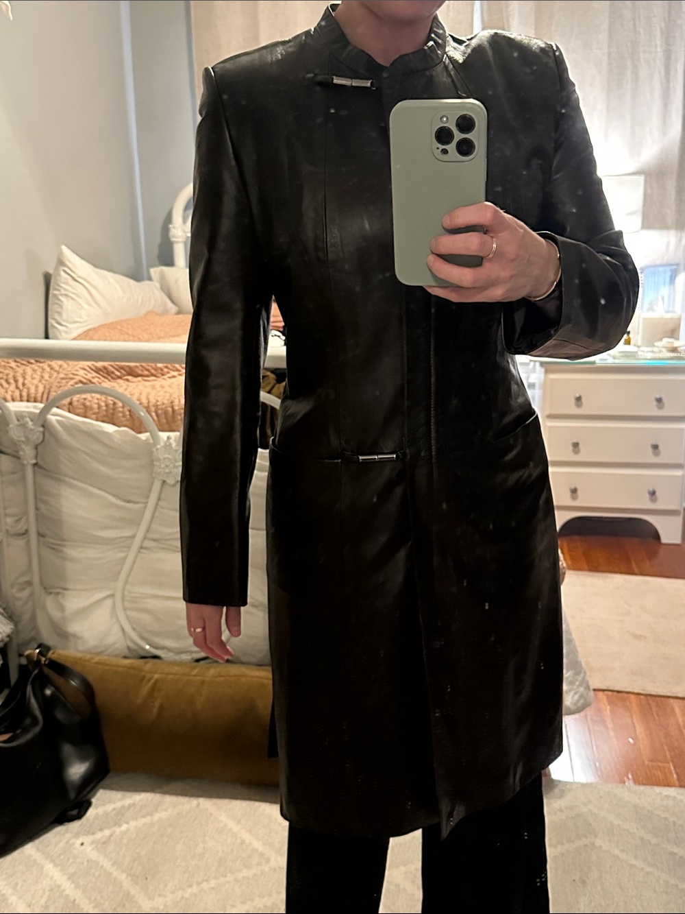 Vintage Gottardi Italy Dark Chocolate Brown Soft Leather Longline Coat 48